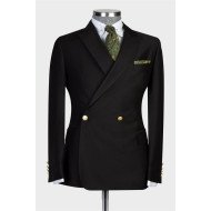 Owen Black Double Breasted Slim Fit Fashion Wedding Suit Owen Black Double Breasted Slim Fit Fashion Wedding Suit
