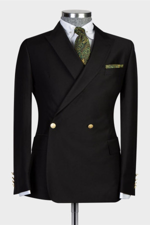 Owen Black Double Breasted Slim Fit Fashion Wedding Suit Owen Black Double Breasted Slim Fit Fashion Wedding Suit