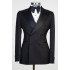 Lucas Chic Black Double Breasted Peaked Lapel Men Suit for Wedding