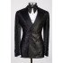 Charles Sparkly Double Breasted Black Peaked Lapel Wedding Suit