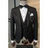 Blake Bespoke Black Shawl Lapel Slim Fit Jacquard Three Piece Men Suit