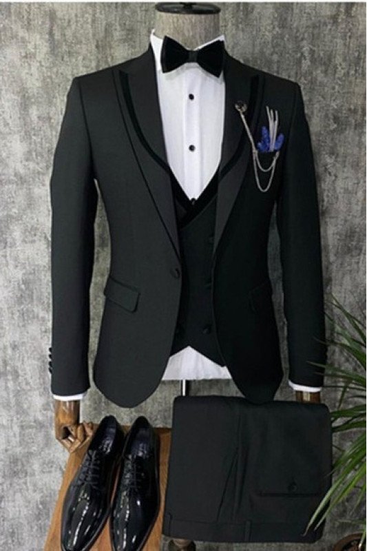 Henry Black Slim Fit Fashion 3 Pieces Formal Business Suit