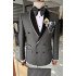Caden Newest Dark Gray Double Breasted Shwal Lapel Wedding Suit for Men