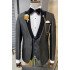 Steven Fashion Dark Gray Peaked Lapel Three Piece Wedding Suit