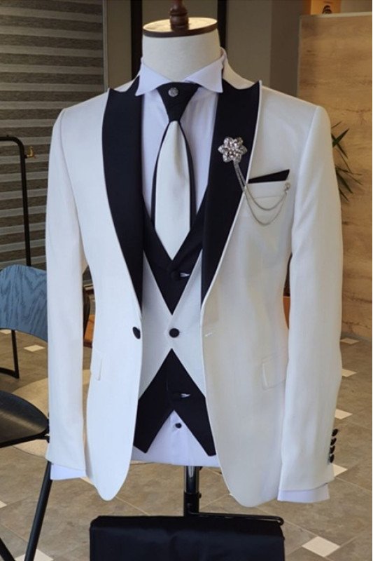 Miguel Modern White Slim Fit Bespoke Wedding Men Suit