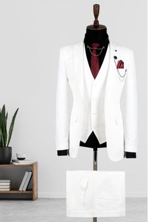Miguel White Three Pieces Fashion Close Fitting Men Suit Miguel White Three Pieces Fashion Close Fitting Men Suit