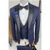 Jaden Dark Navy Fashion Peaked Lapel Slim Fit Men Suit