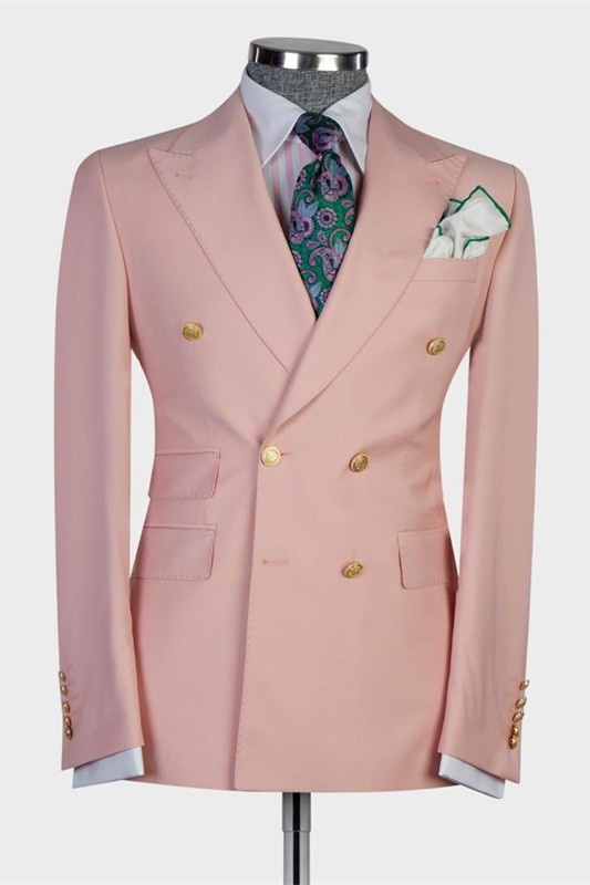 Chase Chic Blushing Pink Double Breasted Bespoke Men Suit