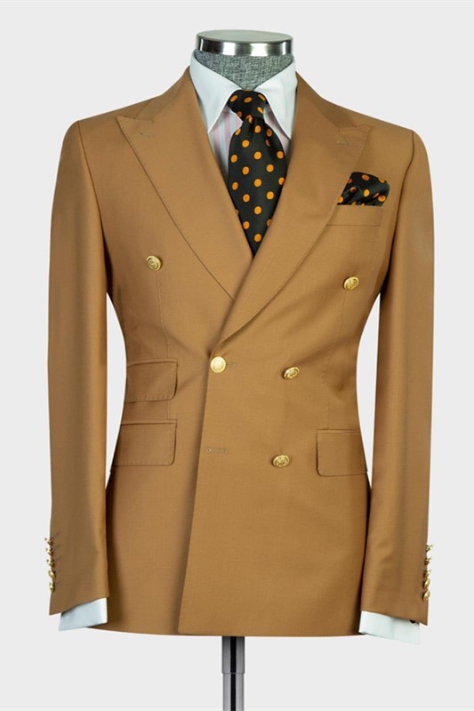 Wyatt Brown Peaked Lapel Double Breasted Chic Men Suit