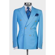 Kyle Ocean Blue Double Breasted Best Fitted Men Suit Kyle Ocean Blue Double Breasted Best Fitted Men Suit