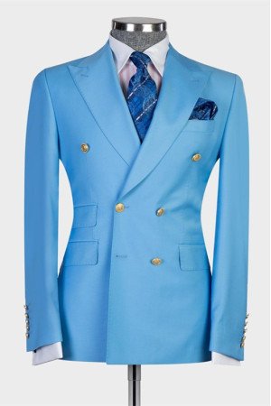 Kyle Ocean Blue Double Breasted Best Fitted Men Suit