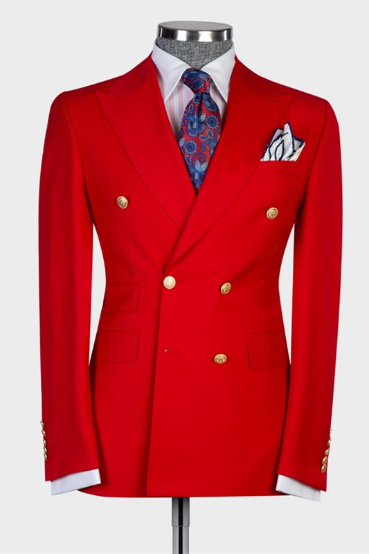 Brayden Hot Red Double Breasted Slim Fit Men Suit for Prom