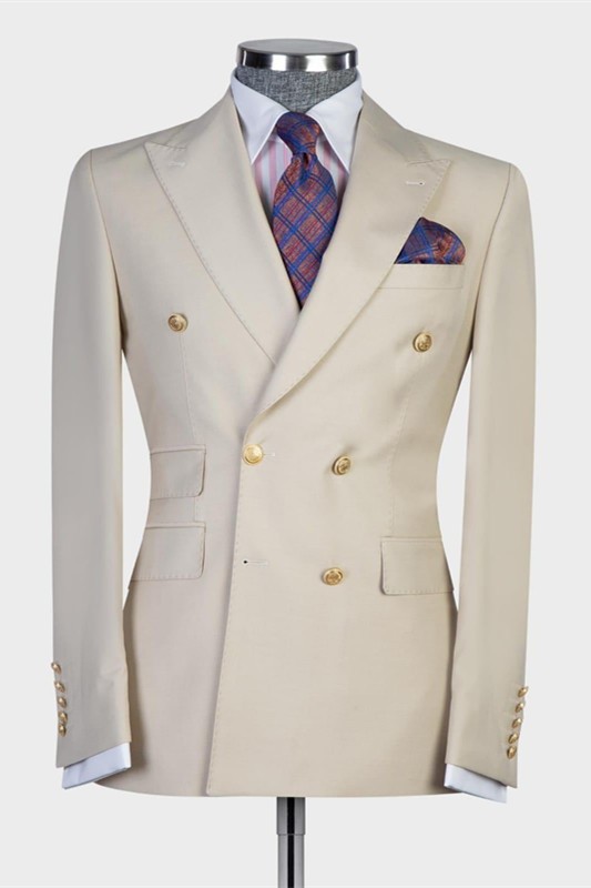 Xavier Light Champagne Fashion Double Breasted Men Suit