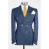 Eric Dark Navy Stylish Double Breasted Slim Fit Prom Suit