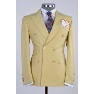 Sebastian Modern Gold Double Breasted Bespoke Men Suit