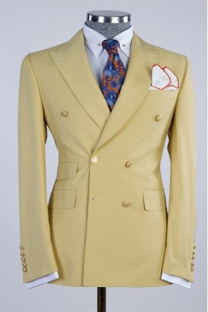 Sebastian Modern Gold Double Breasted Bespoke Men Suit Sebastian Modern Gold Double Breasted Bespoke Men Suit