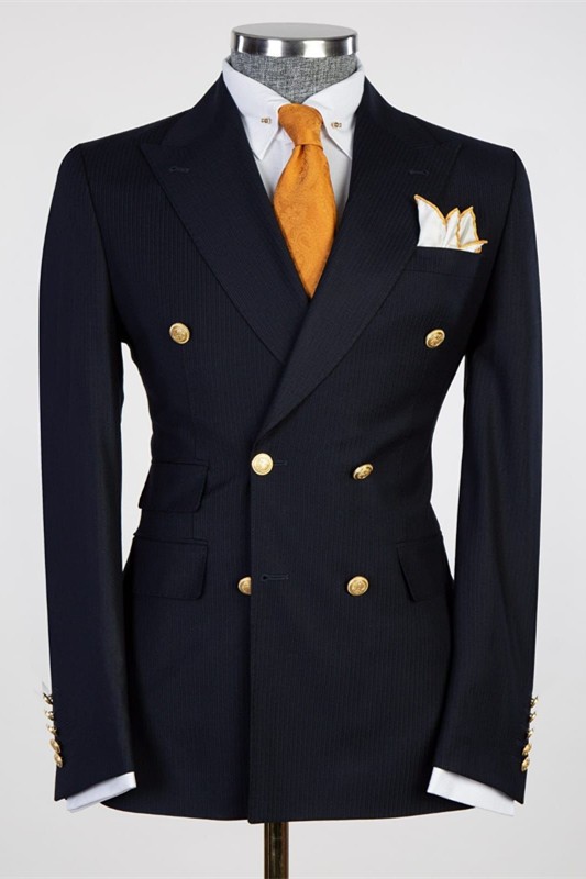 Carter Stylish Dark Navy Double Breasted Men Suit for Prom