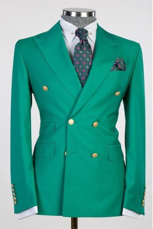 Jesus Chic Green Double Breasted Fashion Men Suit