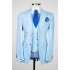 Brian Sky Blue Three Pieces Peaked Lapel Best Fitted Prom Suits for Men