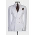 Jeremiah Classic White Shawl Lapel Bespoke Double Breasted Men Suit