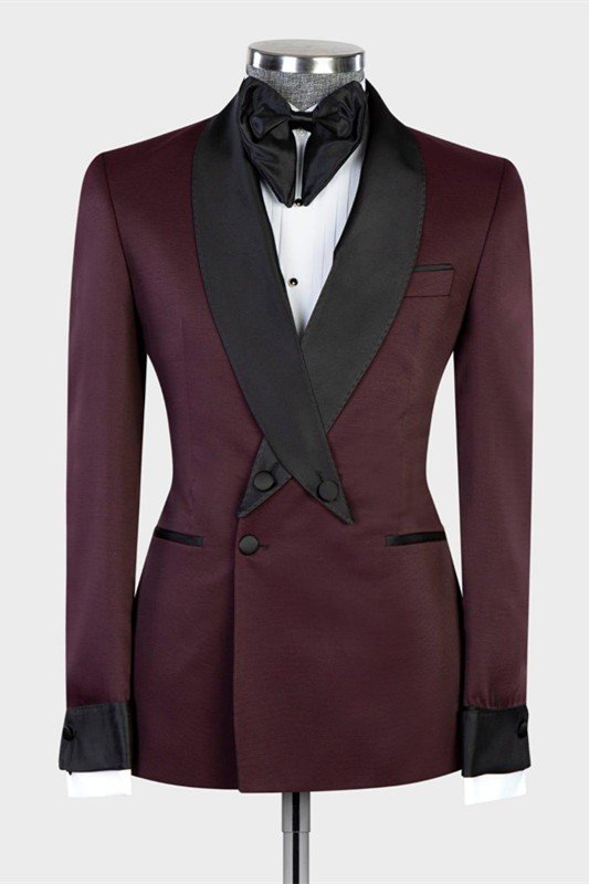 Carlos Burgundy Slim Fit Shawl Lapel Fashion Wedding Suit