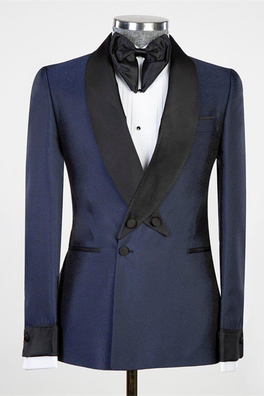 Sean Navy Blue Slim Fit Fashion Shawl Lapel Men Suits