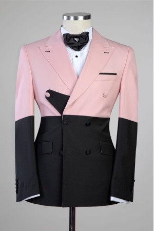 Alex New Arrival Pink and Black Double Breasted Fashion Suit for Men Alex New Arrival Pink and Black Double Breasted Fashion Suit for Men