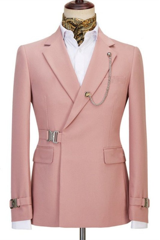 Bryan Fashion Blushing Pink Peaked Lapel Slim Fit Prom Suit