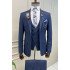 Julian Dark Navy Three Pieces Notched Lapel Stylish Men Suit