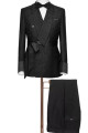 Aidan Black Jacquard Double Breasted Wedding Suit for Men