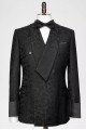 Aidan Black Jacquard Double Breasted Wedding Suit for Men