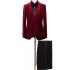 Justin Red Velvet Two Piece Shawl Lapel Slim Fit Wedding Suit