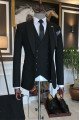 Landon Bespoke Three Pieces Black Slim Fit Men Suit