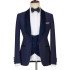 Cameron New Arrival Dark Navy Three Pieces Wedding Suit with Velvet Lapel 