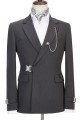 Connor Modern Gray Notched Lapel Slim Fit Prom Suit with Buckle