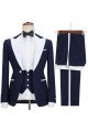 Owen Navy Blue Slim Fit Bespoke Three Pieces Prom Outfits