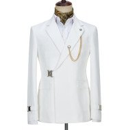 Lucas Bespoke White Best Fitted Prom Suit with Buckle Lucas Bespoke White Best Fitted Prom Suit with Buckle