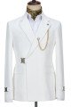 Lucas Bespoke White Best Fitted Prom Suit with Buckle