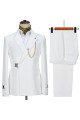 Lucas Bespoke White Best Fitted Prom Suit with Buckle