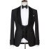 Charles Modern Black Slim Fit Three Pieces Wedding Suit with Velvet Lapel