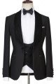 Charles Modern Black Slim Fit Three Pieces Wedding Suit with Velvet Lapel