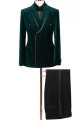 Juan Dark Green Velvet Double Breasted Shawl Lapel Wedding Suit