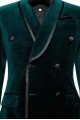 Juan Dark Green Velvet Double Breasted Shawl Lapel Wedding Suit