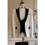 Adam Glitter White Three Pieces Close Fitting Wedding Suit