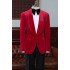 New Arrival Red Velvet Shawl Lapel Close Fitting Wedding Suit for Men