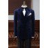 Dark Blue Velvet Double Breasted Peaked Lapel Men Suit