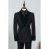 Fashion Black Double Breasted Bespoke Wedding Suit with Velvet Lapel