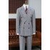 Fashion Gray Plaid Double Breasted Two Pieces Men Suit