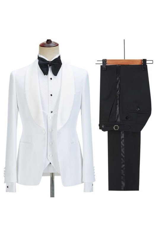 Newest White Three Pieces Classic Shawl Lapel Wedding Groom Suit Newest White Three Pieces Classic Shawl Lapel Wedding Groom Suit