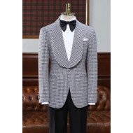 James Black Plaid Fashion One Button Shawl Lapel Men Suit James Black Plaid Fashion One Button Shawl Lapel Men Suit
